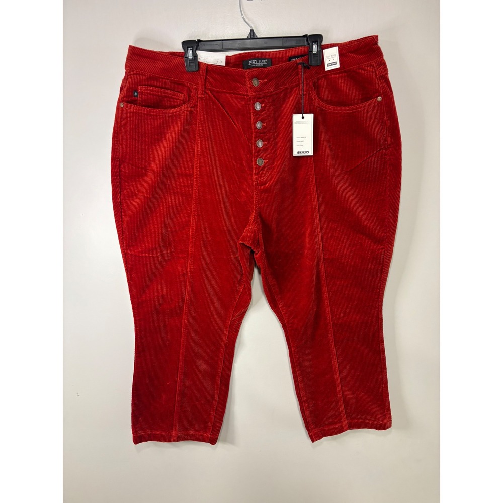 Judy Blue Womens Red Rust Corduroy High Waist Ankle Straight Leg Pants Size 24W
